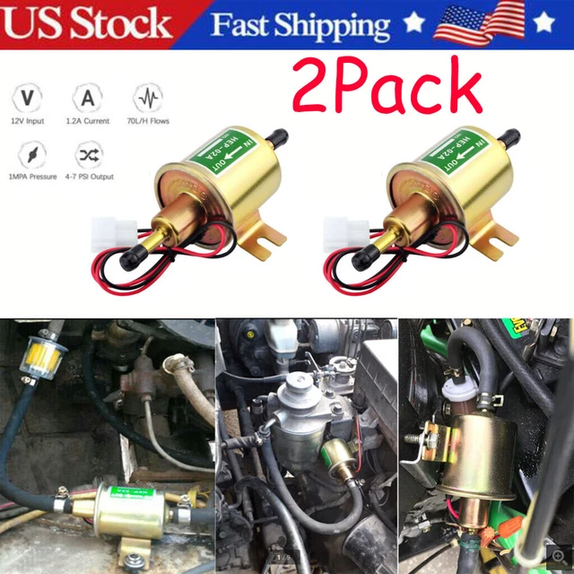 2 Packs 12V Electric Fuel Pump HEP-02A Universal Inline Low Pressure Gas Diesel