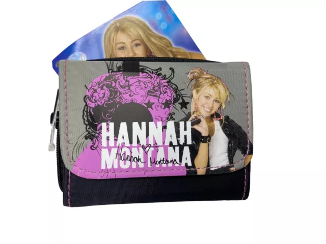 Disney Hannah Montana Girls Purse Wallet Coin Holder Keyring Black New