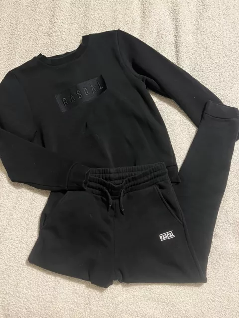 Rascal Black Tracksuit Sweatshirt And Joggers - Age 11-12 Years Boys