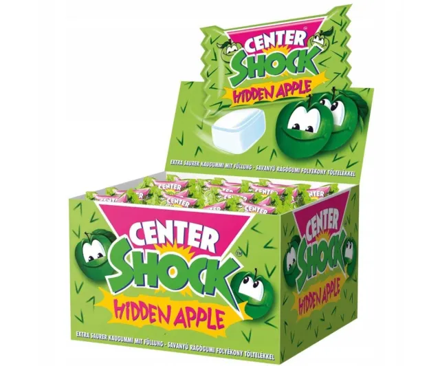 100Pcs Chupa Chups Center Shock Widden Apple Liquid Filled Sour Bubble Gum Box