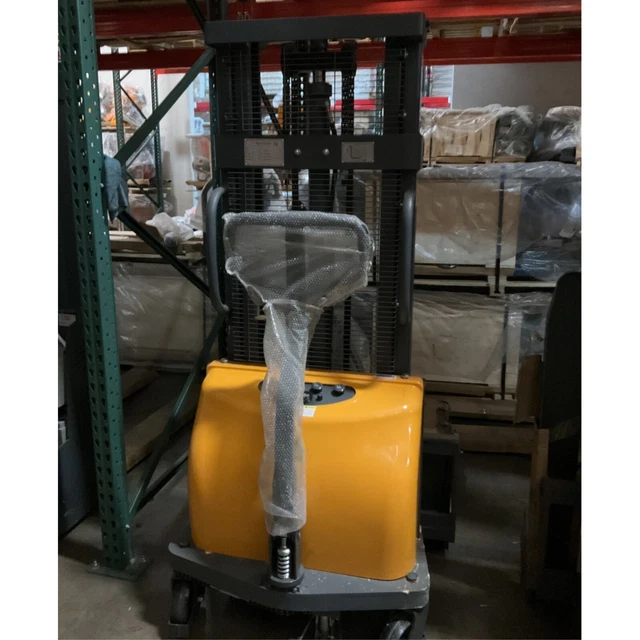 Used 98" Semi Electric Pallet Stacker 2200lb Walkie Fixed Leg Stacker Adj. Fork
