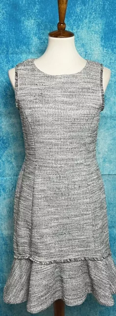 Banana Republic Women's Shift Gray Sleeveless Zip Up Tweed Dress Size 8