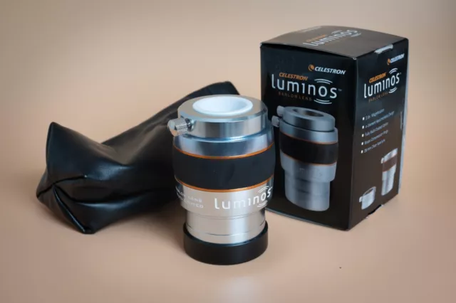 Celestron Luminos 2.5x barlow lens, 2" barrel, fits 2" or 1.25" eyepieces