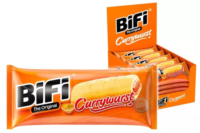 BiFi Currywurst Snack im Teigmantel 20x50g Weizenbrot gefüllt mit Currywurst