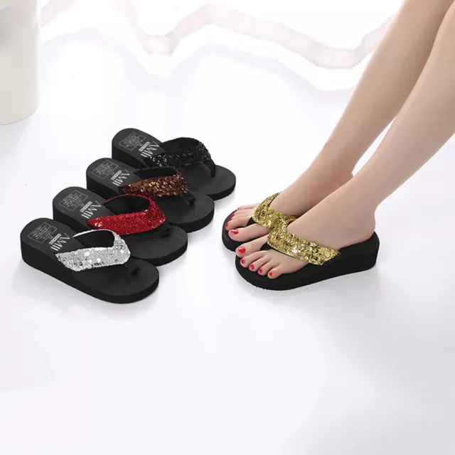 Women's Summer Sequins Anti-Slip Sandals Slipper Indoor & Outdoor Flip-flops