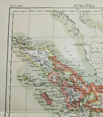 1894 Vintage SUMATRA Atlas Map Old Authentic Antique Encyclopedia Britannica 2