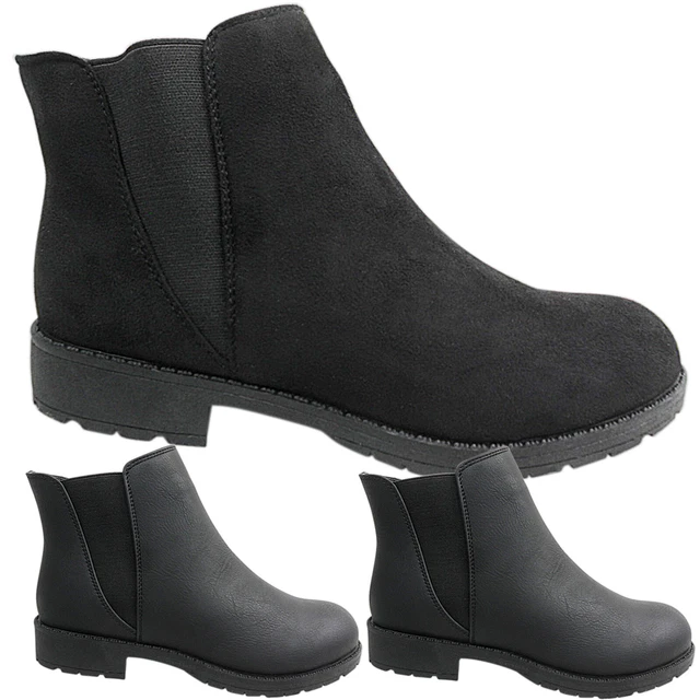 Femmes Talon Bas Bloc Chelsea Bottines Chaussures Décontracté à Enfiler Taille