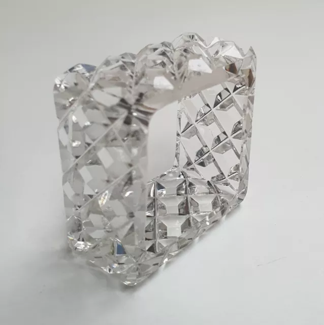 Cut Glass Square Shape Napkin / Serviette Ring Cut Crystal 5cm W 5 T 2.5cm Deep