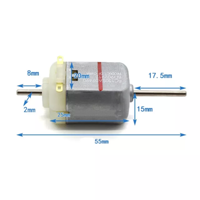 Brushed DC Motor Micro Electric Motors Long Shaft Dual Axis 6~12V 3700/7000 rpm 2