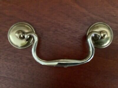 3-1/2” Vintage Drawer Pulls with Bail Handle—Heavy Solid Brass—Antique