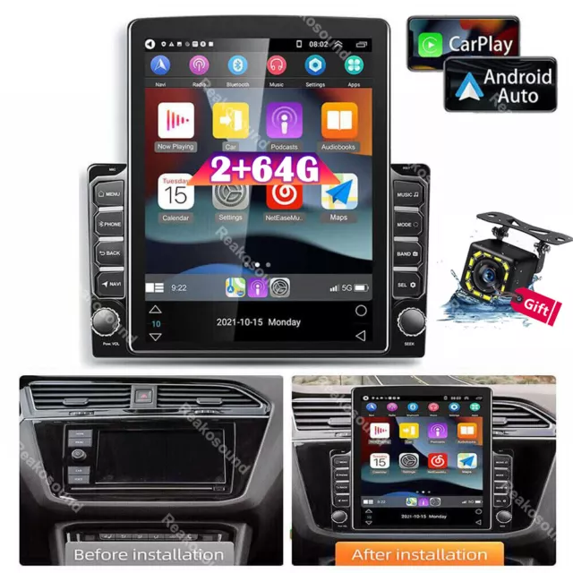9.7" Android 13 Apple Carplay Car Stereo Gps Navi Radio Player 2Din Wifi +Camera
