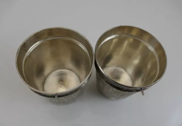 Fine Pair Persian Solid Silver Sugar Cream Pails  Islamic Middle East 3