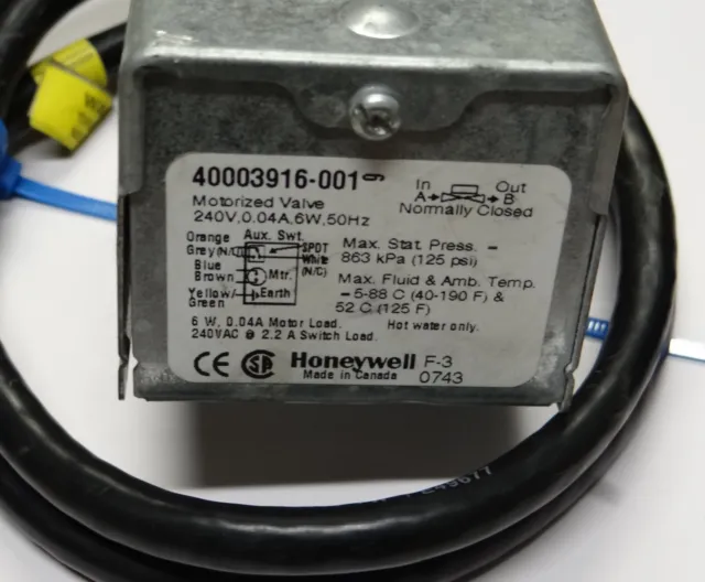 Honeywell V4043H 2 Port Zone Valve Motor Actuator Head with aux switch