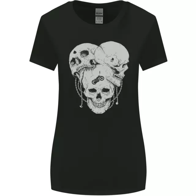 Biker Skulls Motorcycle Motorbike Chopper Womens Wider Cut T-Shirt