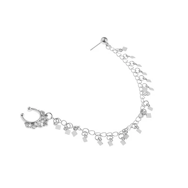 2 Pcs Geometrischer Ohrtropfen Gefälschter Septum-Nasenring