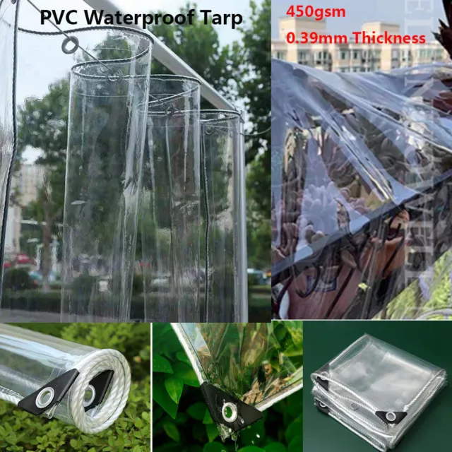 Heavy Duty Waterproof PVC Tarpaulin Transparent Tarp for Garden Plant Rain Cover