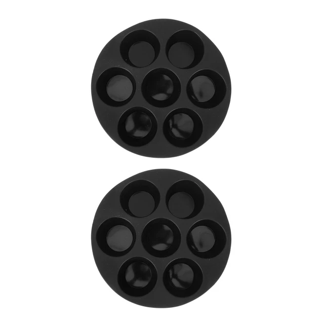 2 piezas sartén mini sartén de gel de sílice molde para pasteles de 7 orificios freidora de aire para cupcakes negra