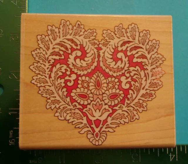 Rubber Stampede VICTORIAN LACE HEART Rubber Stamp A1636H