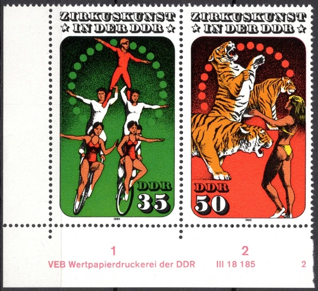 DDR 1985 Mi.Nr. 2985-2986 ** postfrisch Eckrand mit DV Druckvermerk FN 2