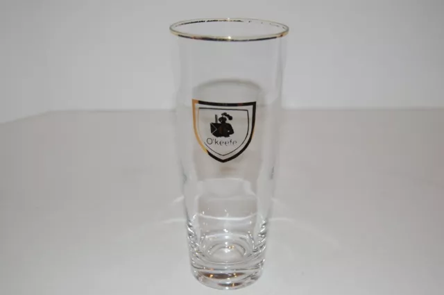 Vintage O'keefe Beer gold rim pilsner style beer glass Knight and Shield Logo