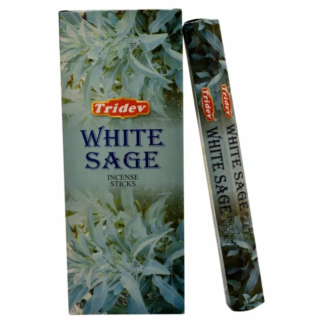 Tridev White Sage Incense Sticks Natural Agarbatti 120 Grams Box 6 Pack
