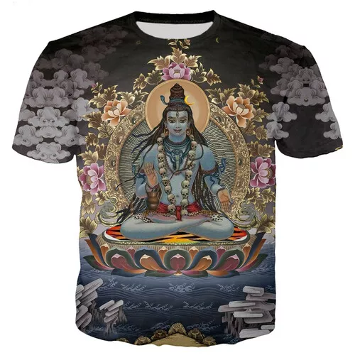 Women Men T-Shirt 3D Print Short Sleeve Tee Tops Hindu God Lord Shiva Hip Hop