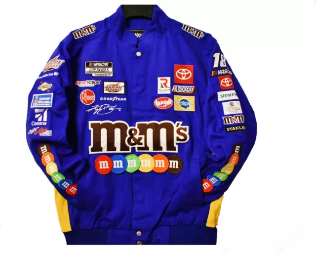 Authentic Kyle Busch JH Design M&M's Snap  Royal Blue Uniform Cotton Jacket