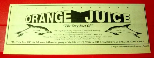 Orange Juice The Very Best Of Vintage ORIG 1992 Press/Mag ADVERT 10.5"x 4" Indie