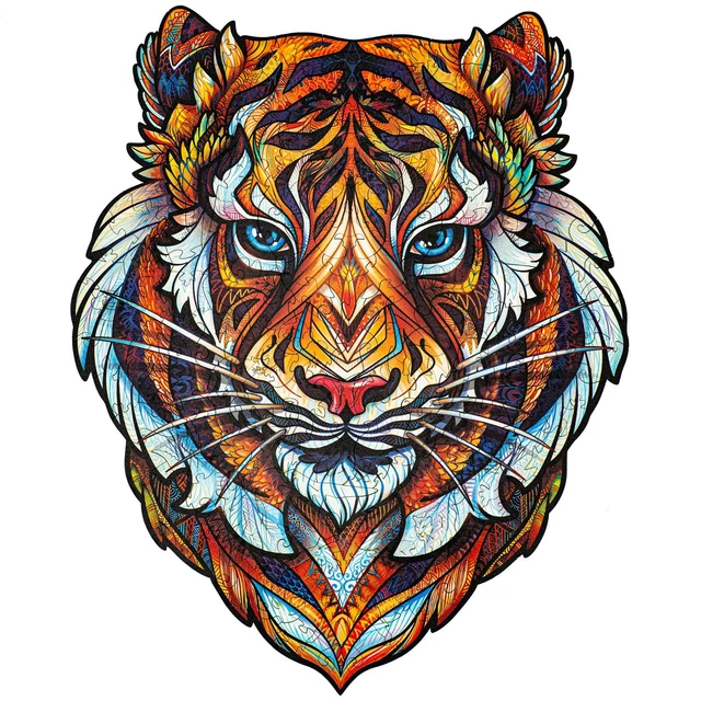 UNIDRAGON Wooden Puzzle Jigsaw, Lovely Tiger, 9.8 x 12.3 in,181pcs, Medium