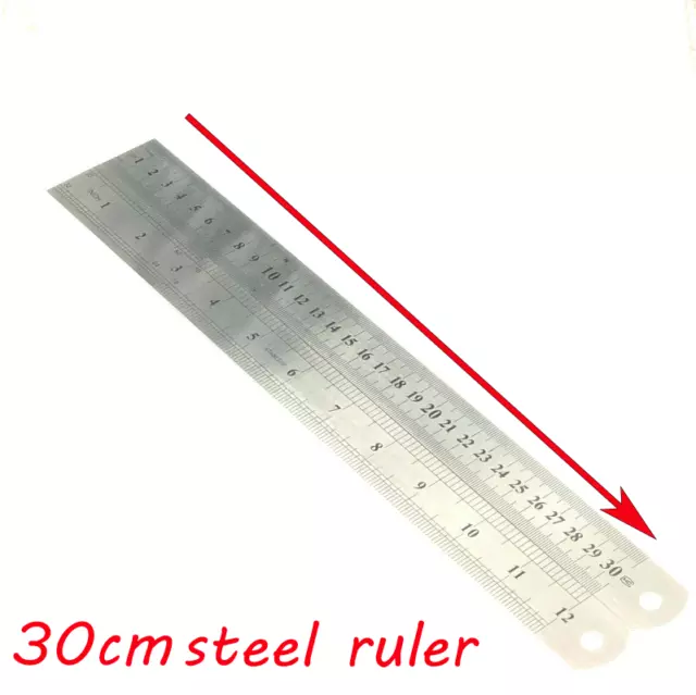 30cm Stainless Ruler Double Sided Steel Metal Ruler METAL RULER INCH AND METRIC