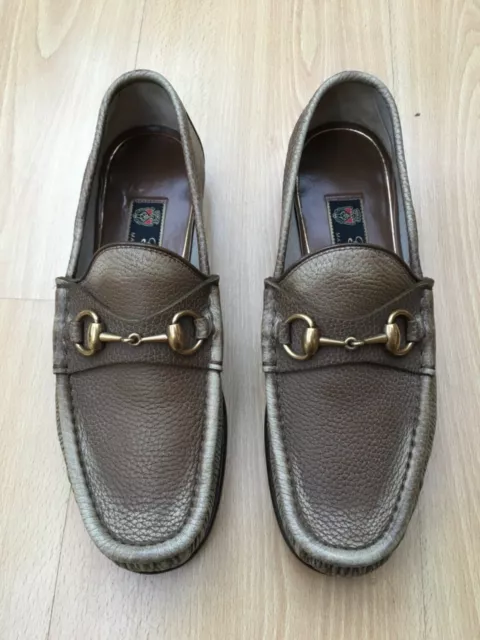 GUCCI LEATHER LOAFERS Shoes Beige Brown Snaffle Horsebit Loafers Uk 6 ...