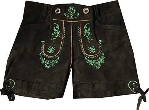 Stockerpoint Ledershorts Trachtenlederhose Damen in Braun/Grün - Gr. 36 NEU