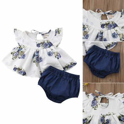 Floral Newborn Baby Kids Girl 2pcs Summer Clothes Tops Dress Shorts Pants Outfit