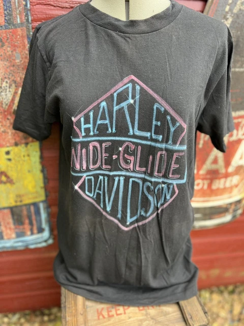 Vintage Airbrushed Harley Davidson Wide Glide Large Single Stitch T Shirt USA