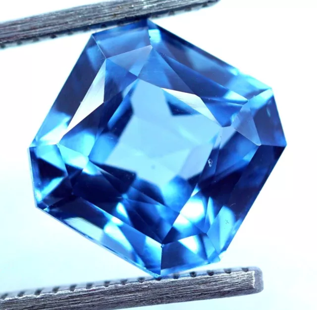 Natural Blue Aquamarine Santa Maria Brazilian 10.00 Ct Asscher Cut Gemstone