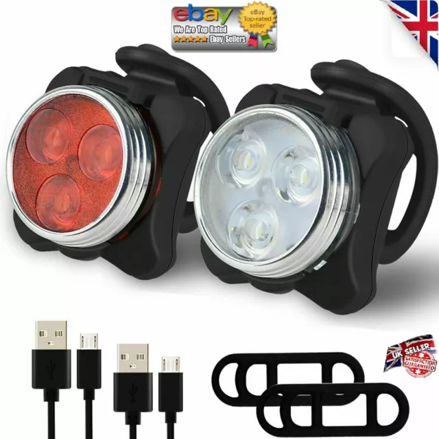 Bike Light Set, Rechargeable Bicycle Lights Super Bright USB ,Waterproof IPX4 UK