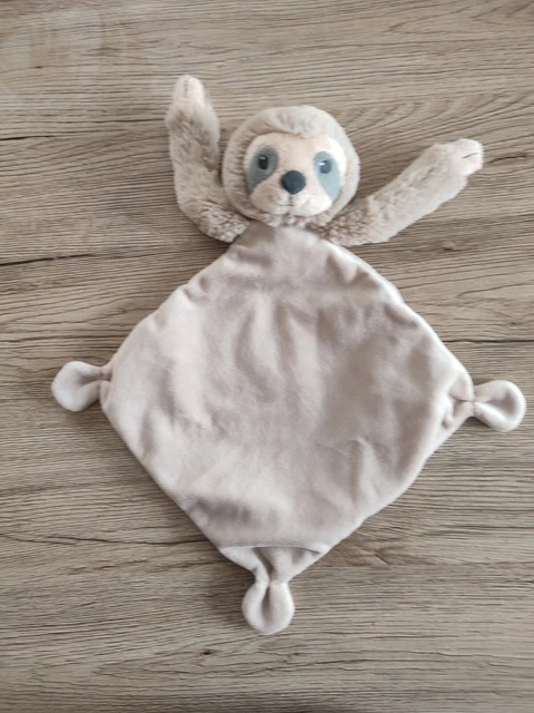 Doudou Plat Losange Tex Paresseux Singe Raton Laveur Beige Marron Chiné