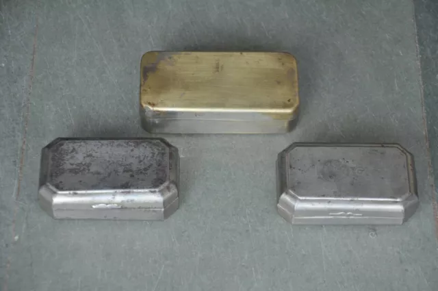 3 Pc Old Brass & Iron Handcrafted Different Shape Boxes