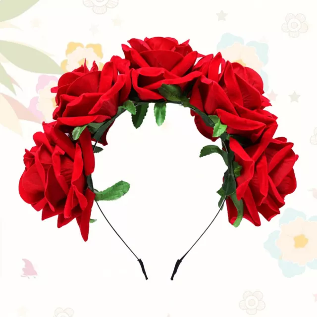 1pc Hair Band Wreath Festival Headband Rose Flower Headdress