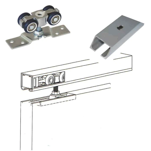 KIT COMPLET ROULETTE chariot pour porte coulissante sur rail 80kg EUR