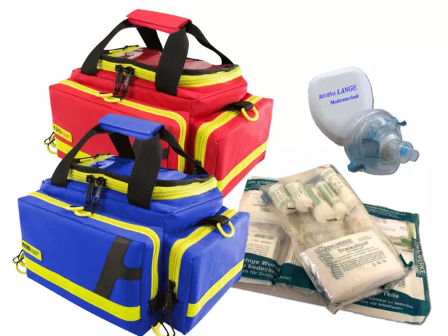 Notfalltasche inkl. KFZ Füllung und Beatmungsmaske, Erste-Hilfe Verbandtasche