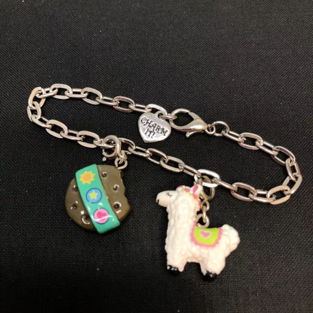 Charm It! Girl Scout Thin Mint Cookie & Llama Charm  w bracelet, cute, good cond