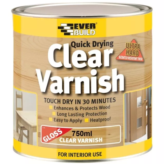 Everbuild  Varnish Clear Gloss 750Ml Quick Drying