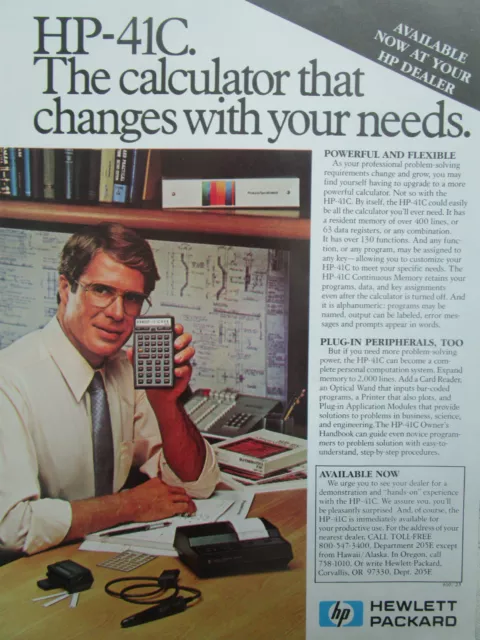 10/1980 Pub Hp Hewlett Packard Hp Calculator Hp-41C Calculatrice Original Ad