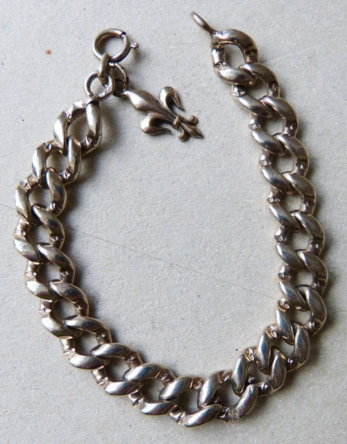 BRACELET ANCIEN EN argent massif avec fleur de lys Bijou silver