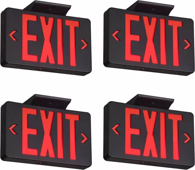 Black Exit Sign, LED Emergency Exit Light with Battery Backup, UL Listed, AC 120