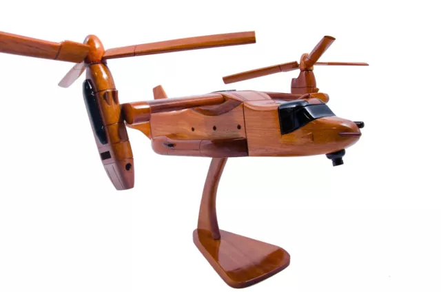 Wood Airplane Bell Boing V-22 Helicopter Handmade With Genuine Mahogany Wood