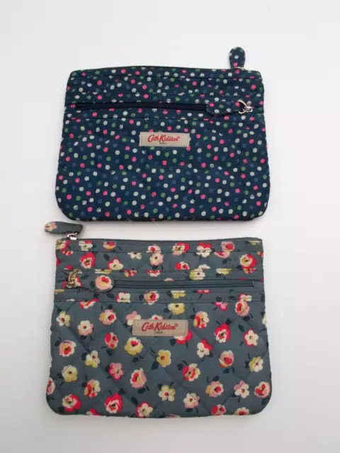 Cath Kidston X 2  Quilted Pouch Purse 1 X Multicoloured Spots 1 X Floral