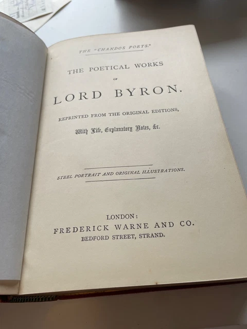Byron Works THE POETICAL WORKS of Lord Byron, reprinted from the original editions ...