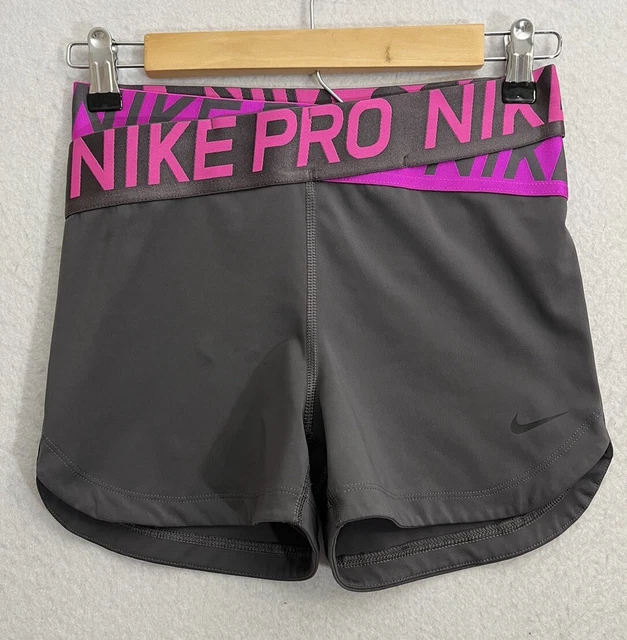 NIKE PRO Dri-Fit Gray Pink Tight Fit 3” Training Shorts Women's Size M